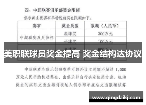 美职联球员奖金提高 奖金结构达协议